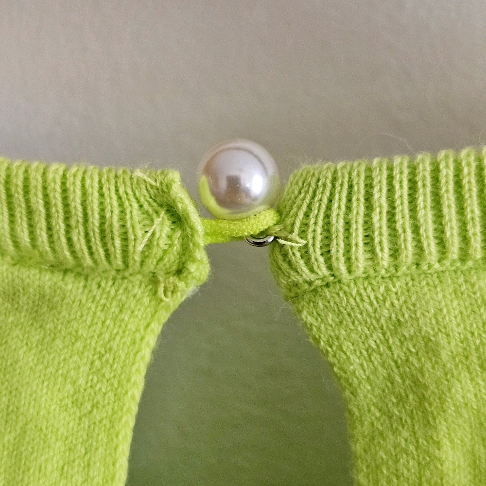 NWT CeCe Puff Sleeve Cotton Crewneck Sweater in Sugar Lime Size Small - Picture 10 of 15